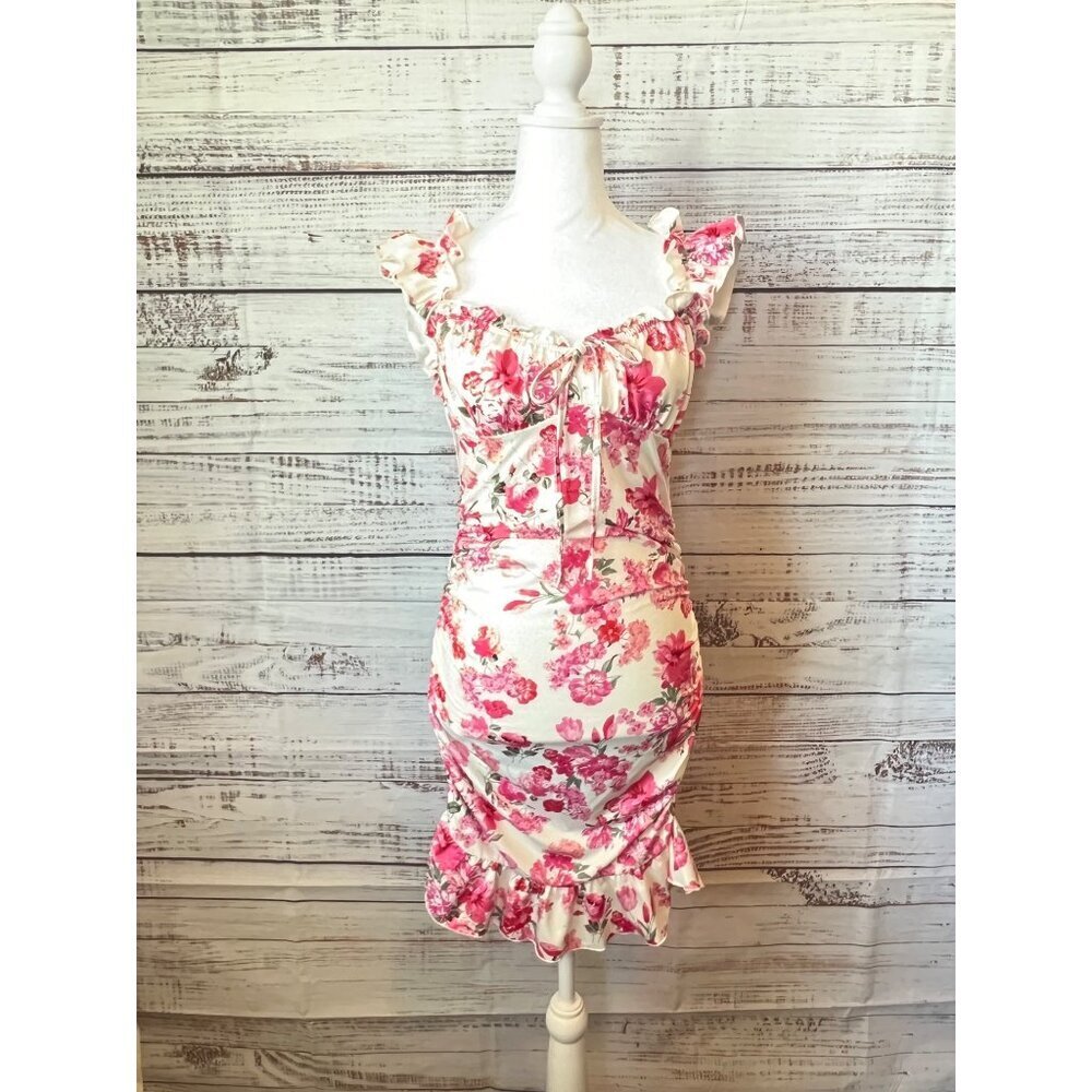 MILUMIA WOMENS BOHO FLORAL RUNCHED BODYCON SLEEVELESS DRESS - Picture 2 of 12